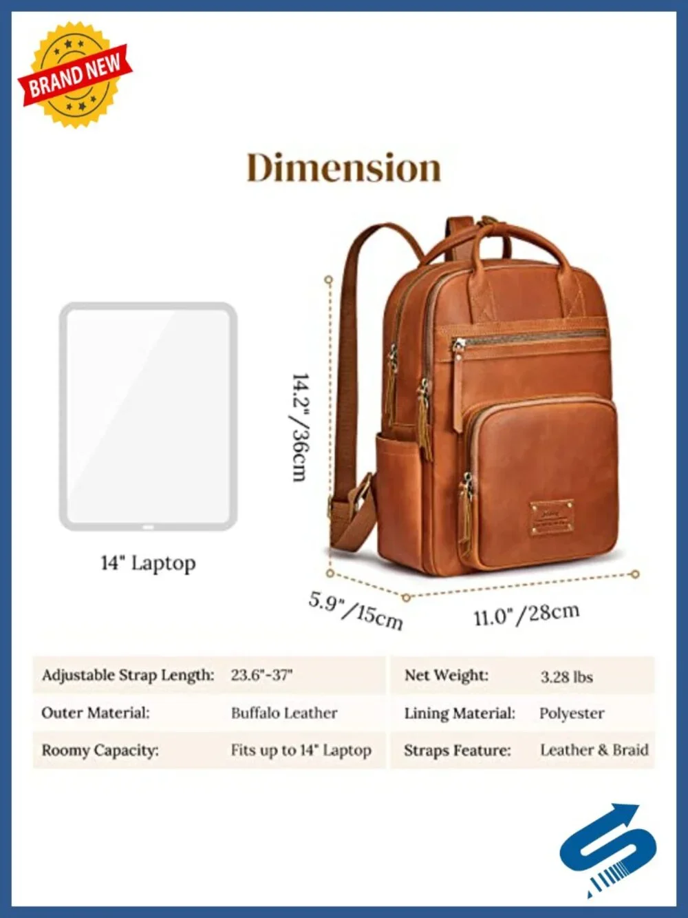 Genuine Leather Backpack Purse for Women Men Travel Daypack Laptop